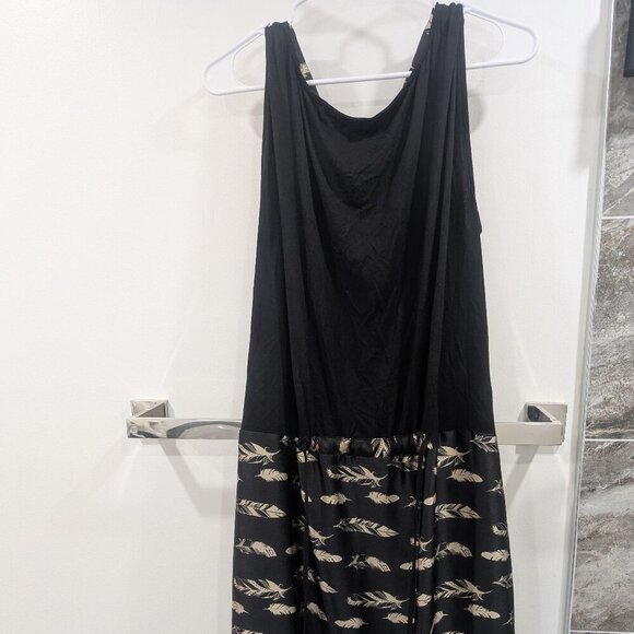 Melissa Nepton black dress feather print sleeveless summer lightweight XL - Picture 2 of 7